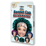 Silky Bonnet Cap with Floral Wide Band - 4107