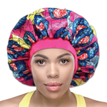 Ankara Silky Bonnet Cap with Wide Plain Band - Hair Protection & Sleep Cap for Women, Soft & Comfortable - 2522