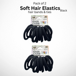 Pack of 2 (2 x 10) Soft Hair Elastic Bands Black – Durable & Versatile for Styling and Crafting - 1011
