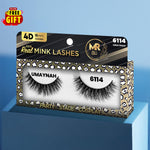MR 4D Mink Lashes, 18mm Modish, Fluffy, Full, Thick, Dramatic, Eyelashes, Makeup, Cosmetic, Free Gift Included - 6114 Umaynah