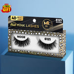 MR 4D Mink Lashes, 18mm Modish, Fluffy, Full, Thick, Dramatic, Eyelashes, Makeup, Cosmetic, Free Gift Included - 6121 NOOR