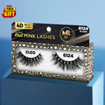 MR 4D Mink Lashes, 18mm Modish, Fluffy, Full, Thick, Dramatic, Eyelashes, Makeup, Cosmetic, Free Gift Included - 6124 CLEO