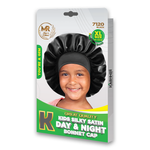 MR Great Quality Kids Silky Satin Day & Night Bonnet Cap Extra Large Black - 7120