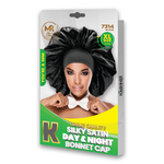 MR Great Quality Silky Satin Day & Night Bonnet Cap Extra Large Black - 7314