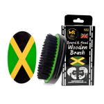 Jamaican Flag Wooden Beard Brush for Men – Pear Wood Handle Grooming Brush with Soft Synthetic Bristles for Beard Care, Hair Styling & Daily Use - 9263