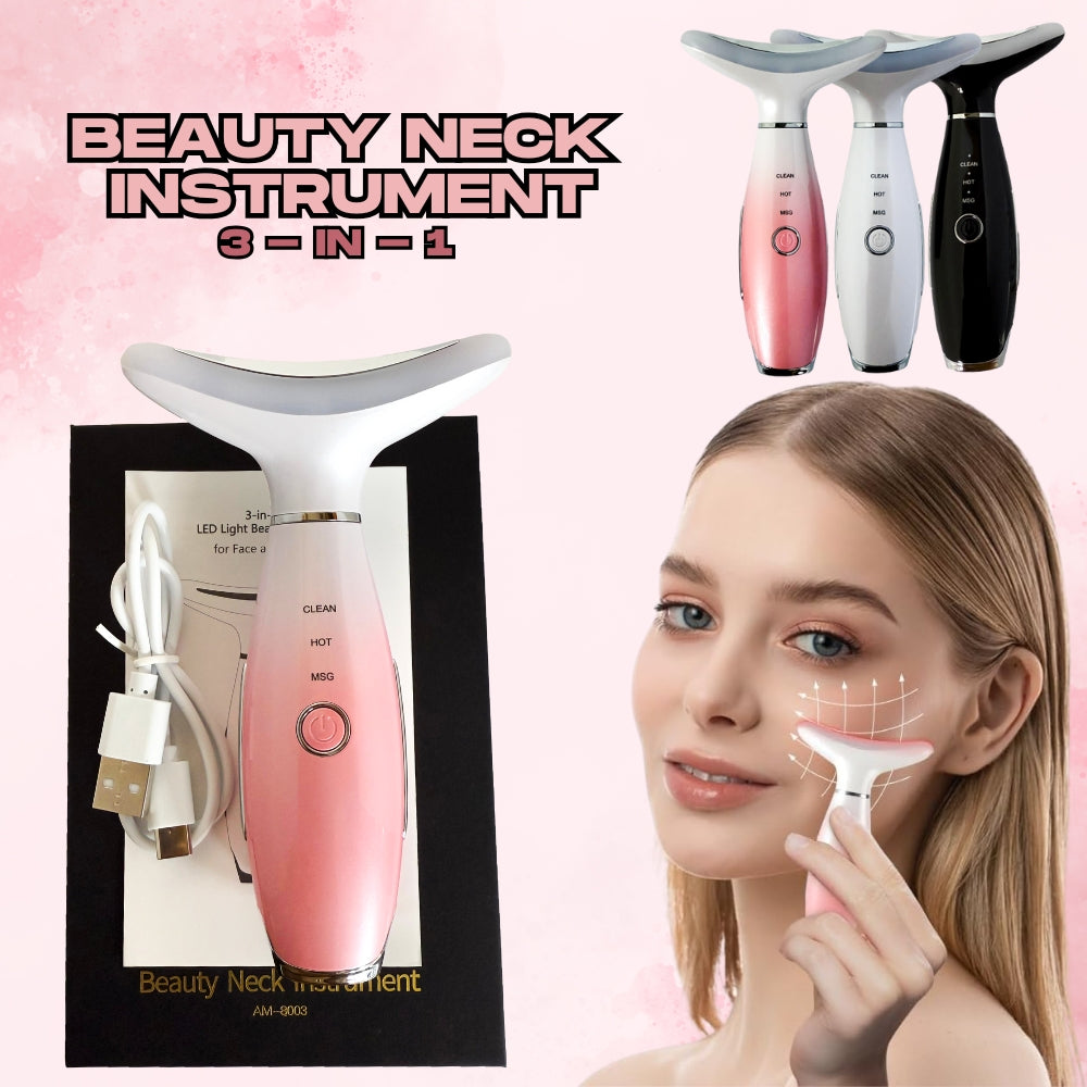 3-in-1 LED Light Skin Tightening Beauty Device for Face & Neck – Anti-Aging Face Massager with Heat & Vibration | Red/Blue/Green LED Light Therapy | Wrinkles, Sagging & Lift | Rechargeable Skincare portable Device with Box, Manual & Charging Cable - 4040