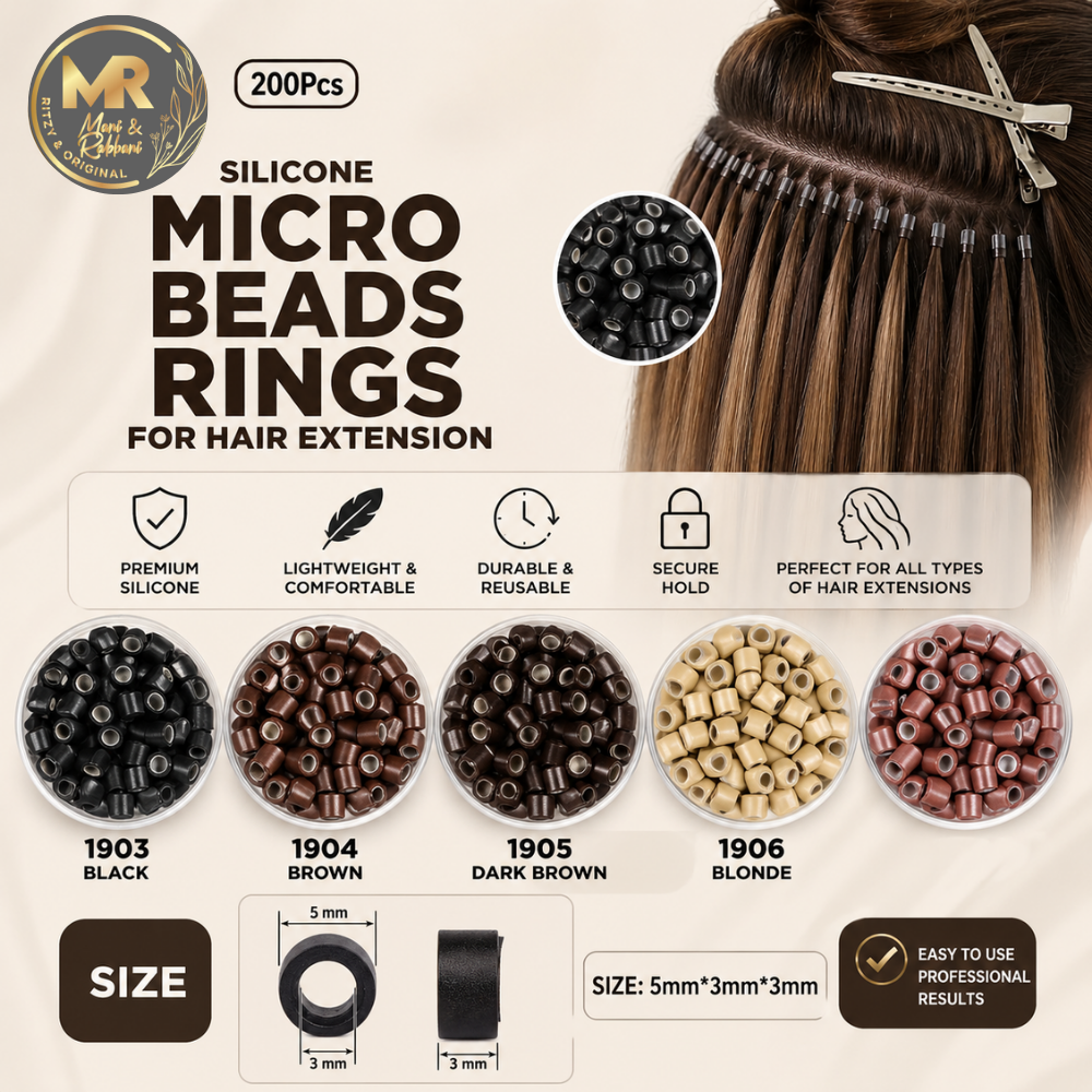 200PCS Silicone Micro Rings for I Tip Hair Extensions – 5mm Micro Nano Beads & Micro Link Hair Beads for Secure Extension Installation - 1903,4,5,6