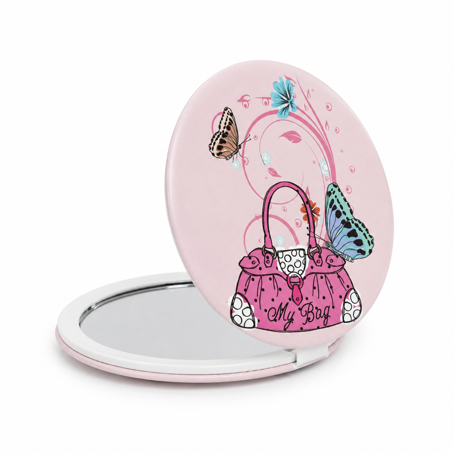 Compact Makeup Mirror with 1X/10X Magnification – Portable Folding Round Mirror for Women & Girls, Travel-Friendly Double-Sided Cosmetic Mirror for Makeup, Skincare & Daily Use - 4933