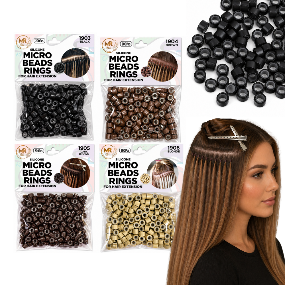 200PCS Silicone Micro Rings for I Tip Hair Extensions – 5mm Micro Nano Beads & Micro Link Hair Beads for Secure Extension Installation - 1903,4,5,6