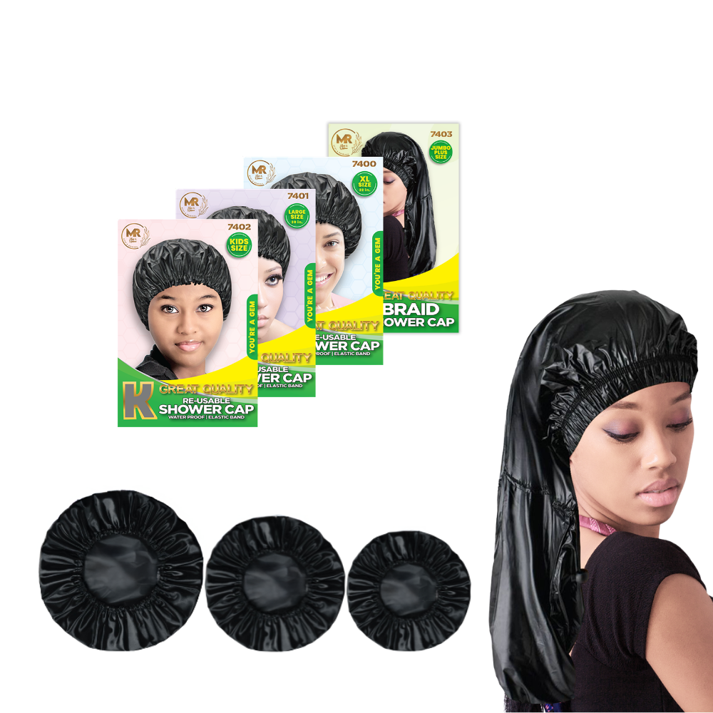 Reusable Shower Caps – Waterproof Elastic Hair Bath Caps for Women, Kids & Girls | XL, Large, Small & Jumbo Sizes for Shower, Spa, Salon, Travel & Home Use