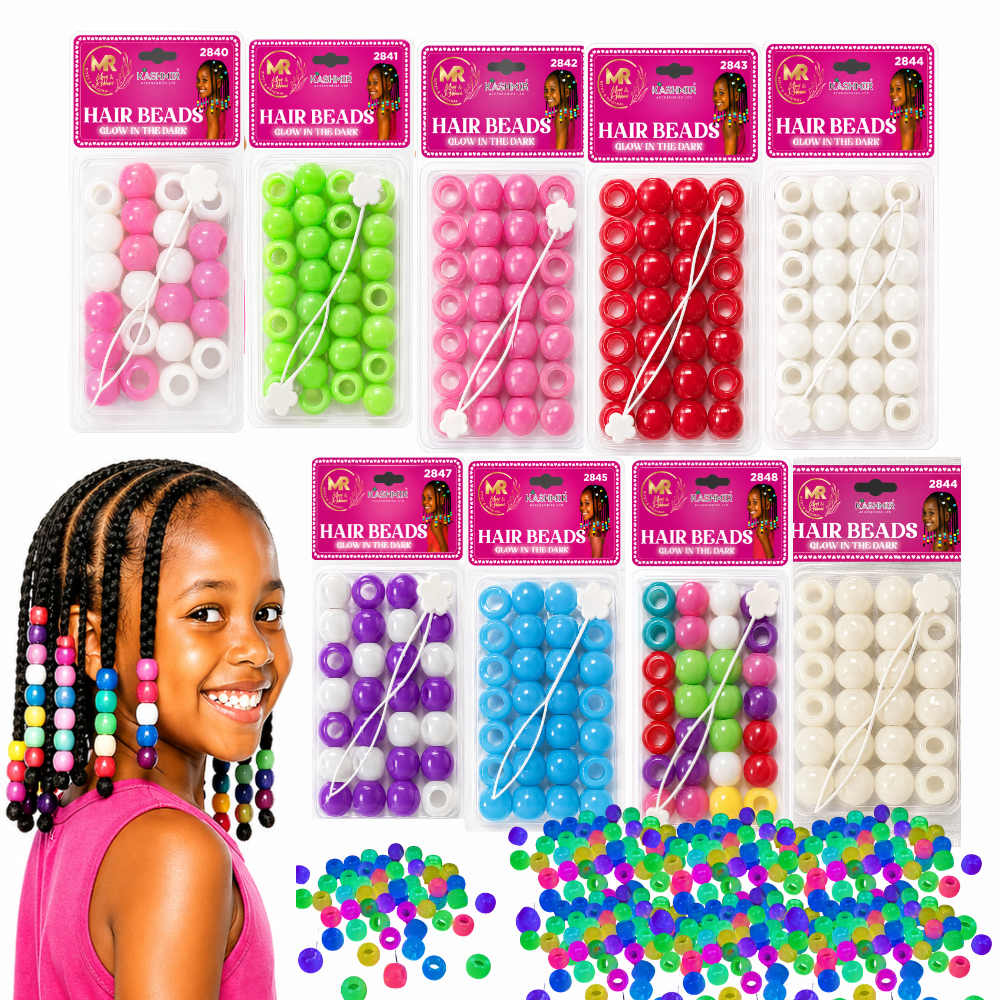 Glow in the Dark Pony Beads Bracelet Set – Multicolour Plastic Barrel Beads for Bracelets, Necklaces, Hair Braids, Keychains & Jewellery Making