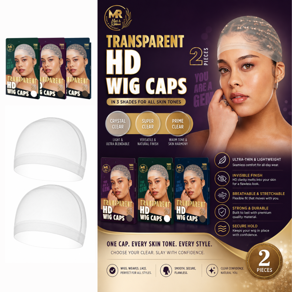 2PCS Transparent HD Wig Caps for Lace Front Wigs – Invisible Bald Cap to Hold Wigs Securely in Place | Available in Crystal Clear, Super Clear & Prime Clear