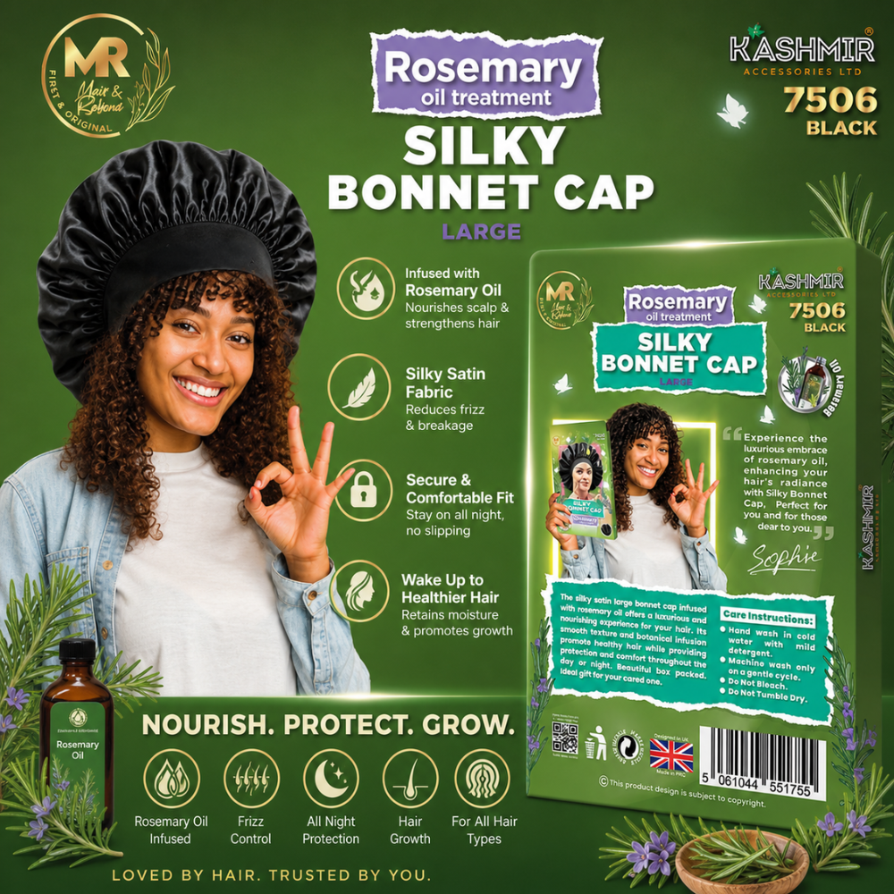 Rosemary Oil Infused Satin Bonnet – Silk Hair Wrap for Sleeping | Soft & Comfortable Hair Treatment Cap for Moisture Retention & Hair Protection