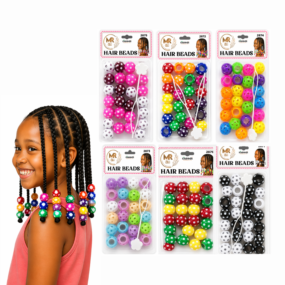 Dotted Pony Beads for Jewellery Making & Hair Braids – Colourful Plastic Barrel Beads for Bracelets, Necklaces, Keychains & DIY Crafts | Multicolour Assorted Beads