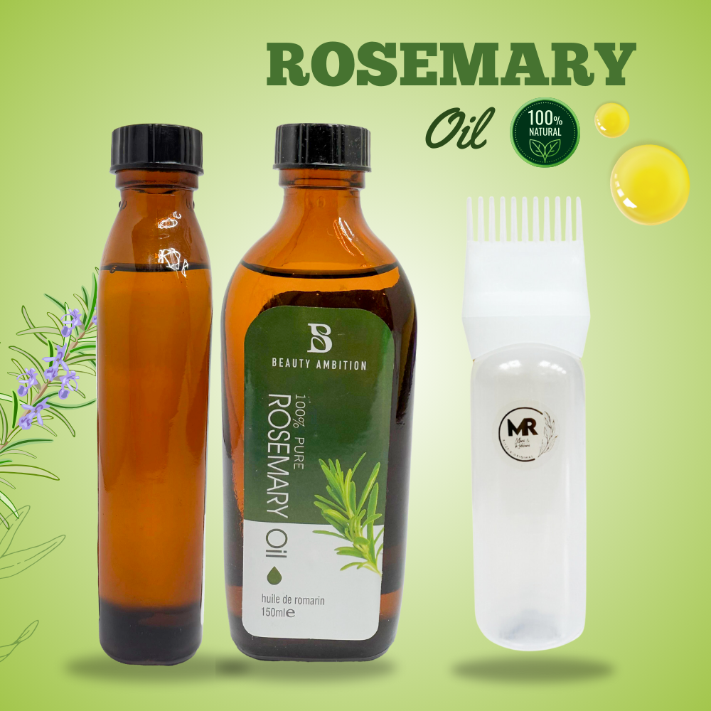 Rosemary Oil For Hair Growth With Hair Precision Oil Applicator Bottle Comb 150ml, 100% Pure, Treats Dry, Damaged Hair & Targets Hair Growth, Hair Care, Natural Oil, with free Gifts, Fast Delivery in UK - R1