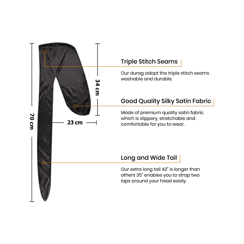 Junior Silky Satin Durag for Kids – Premium Soft Wave Cap for Waves, Braids & Locs | Wide Long Tail, Wrinkle-Free Hair Wrap for Boys & Girls