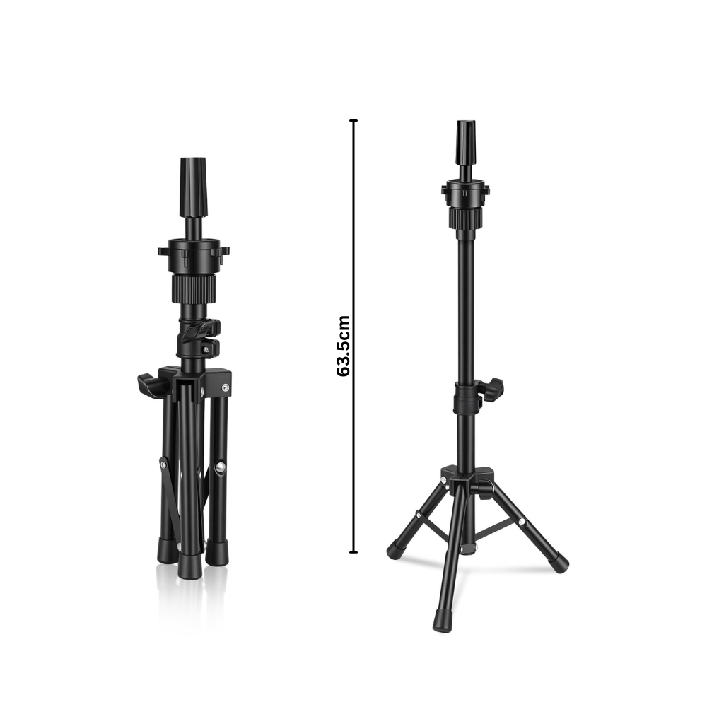 Wig Stand Tripod – Adjustable Mannequin Head Stand for Wig Styling, Training & Hairdressing | Height Adjustable Holder for Canvas, Foam, Doll & Manikin Heads - 1604,03