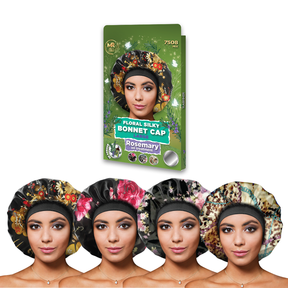 Rosemary Oil Infused Floral Satin Bonnet – Silk Hair Wrap for Sleeping | Soft & Comfortable Hair Treatment Cap for Moisture Retention & Hair Protection