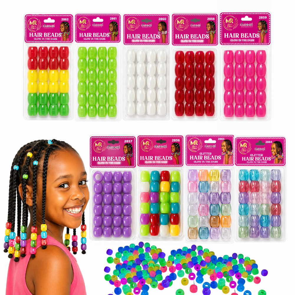 Glow in the Dark XL Pony Beads Bracelet Set – Multicolour Plastic Barrel Beads for Bracelets, Necklaces, Hair Braids, Keychains & Jewellery Making