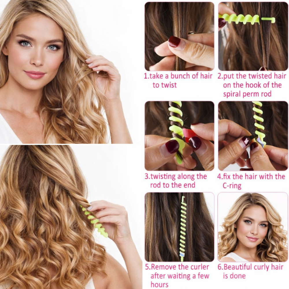 20PCS Spiral Hair Rollers – Plastic Spiral Curlers & Perm Rods for Medium & Long Hair | Multicolour Hair Curling Rollers for Women, Girls, Salon & Home Styling