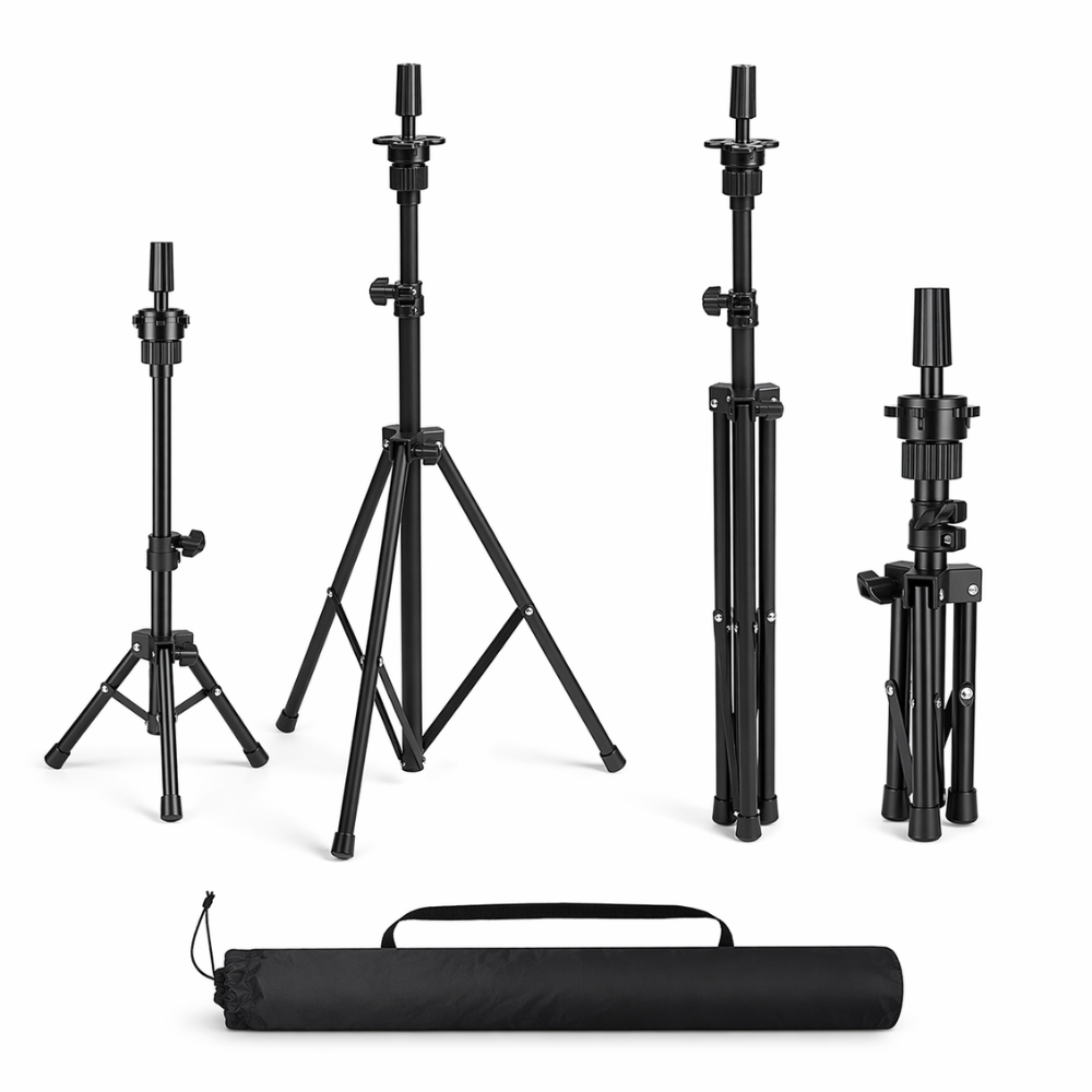 Wig Stand Tripod – Adjustable Mannequin Head Stand for Wig Styling, Training & Hairdressing | Height Adjustable Holder for Canvas, Foam, Doll & Manikin Heads - 1604,03