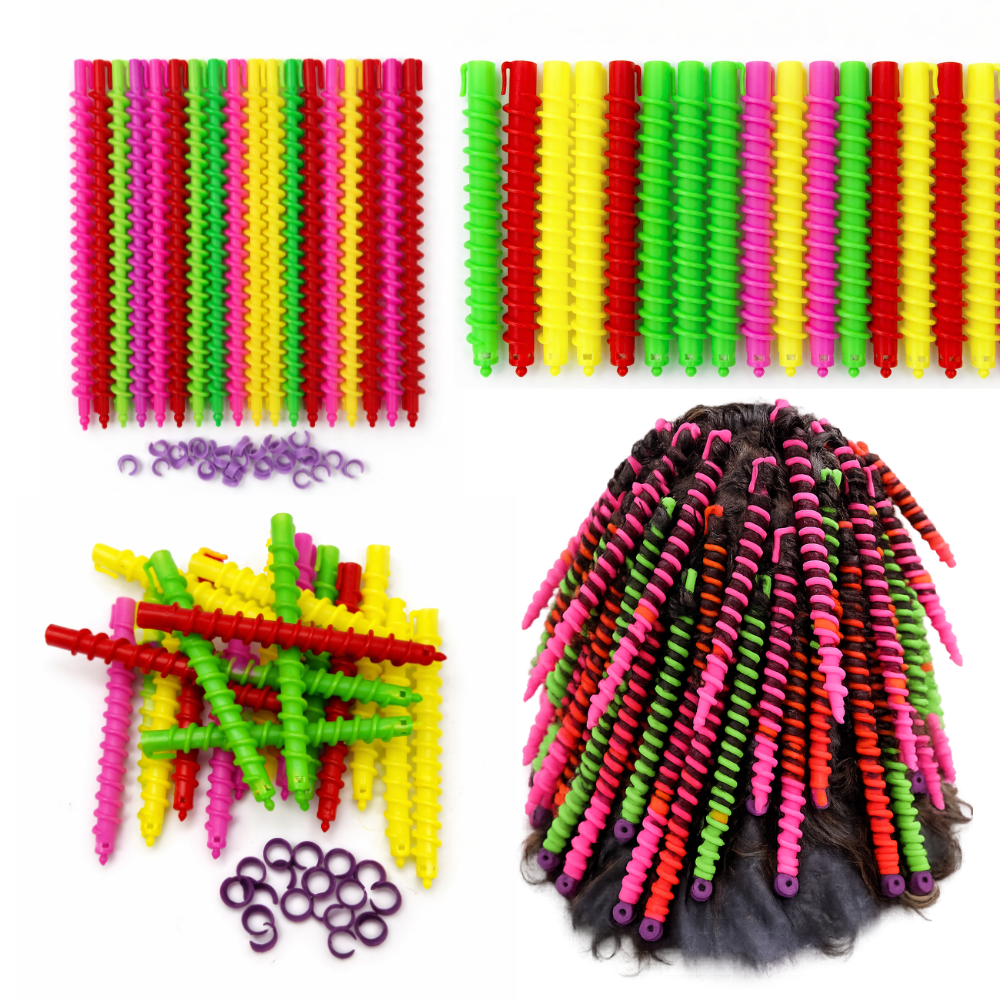 20PCS Spiral Hair Rollers – Plastic Spiral Curlers & Perm Rods for Medium & Long Hair | Multicolour Hair Curling Rollers for Women, Girls, Salon & Home Styling
