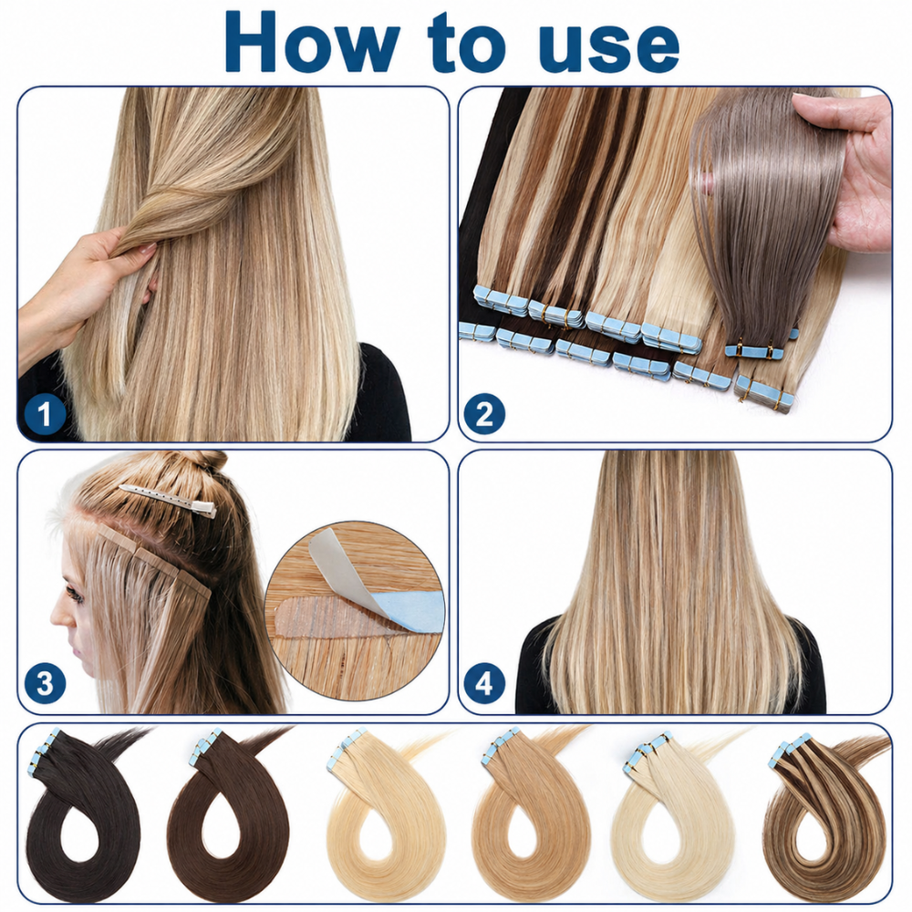 Hair Extension Tape Tabs – Double Sided Replacement Tapes for Hair Extensions & Wigs | Extra Strong, Waterproof & Invisible Adhesive Strips for Hairpieces (Men & Women) - 1914,15,16