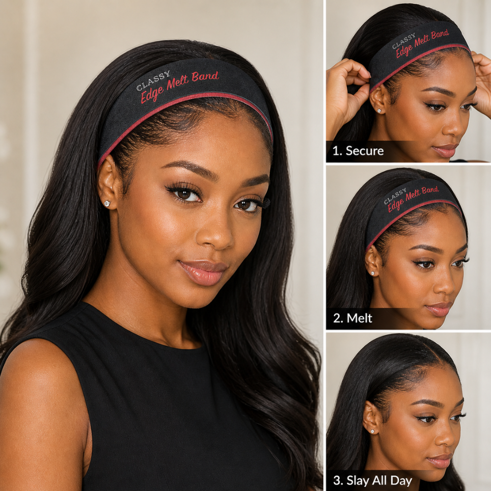 Classy Edge Melting Band 59cm – Adjustable Velcro Wig Melt Band for Lace Wigs | No-Slip Elastic Edge Band for Glueless Installs & Baby Hair Styling