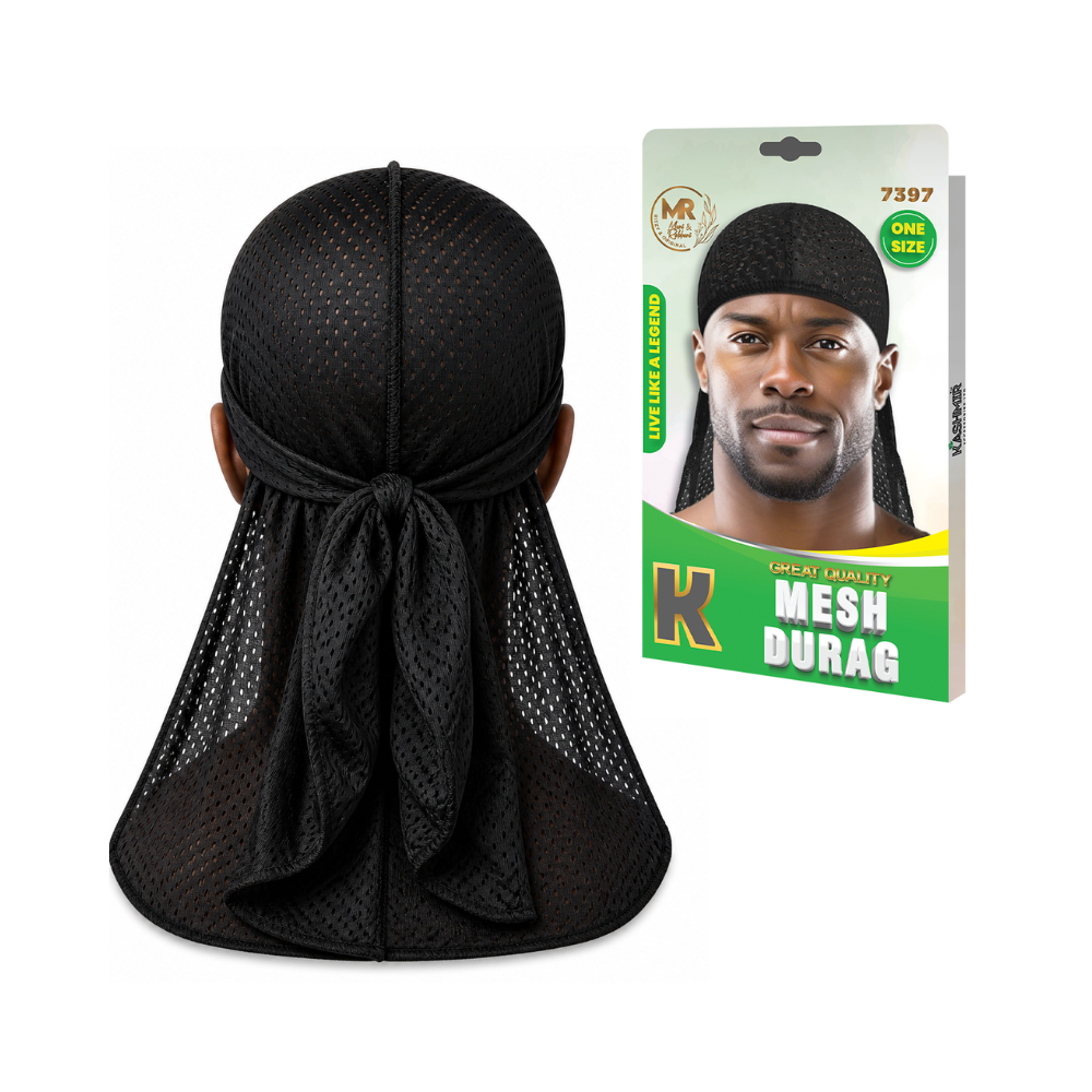 Mesh Durag for Men & Women – Breathable Wave Cap for 360 Waves, Braids & Locs | Lightweight Stretch Headwrap with Long Tail & Strong Compression for Sports, Gym & Daily Wear - 7397