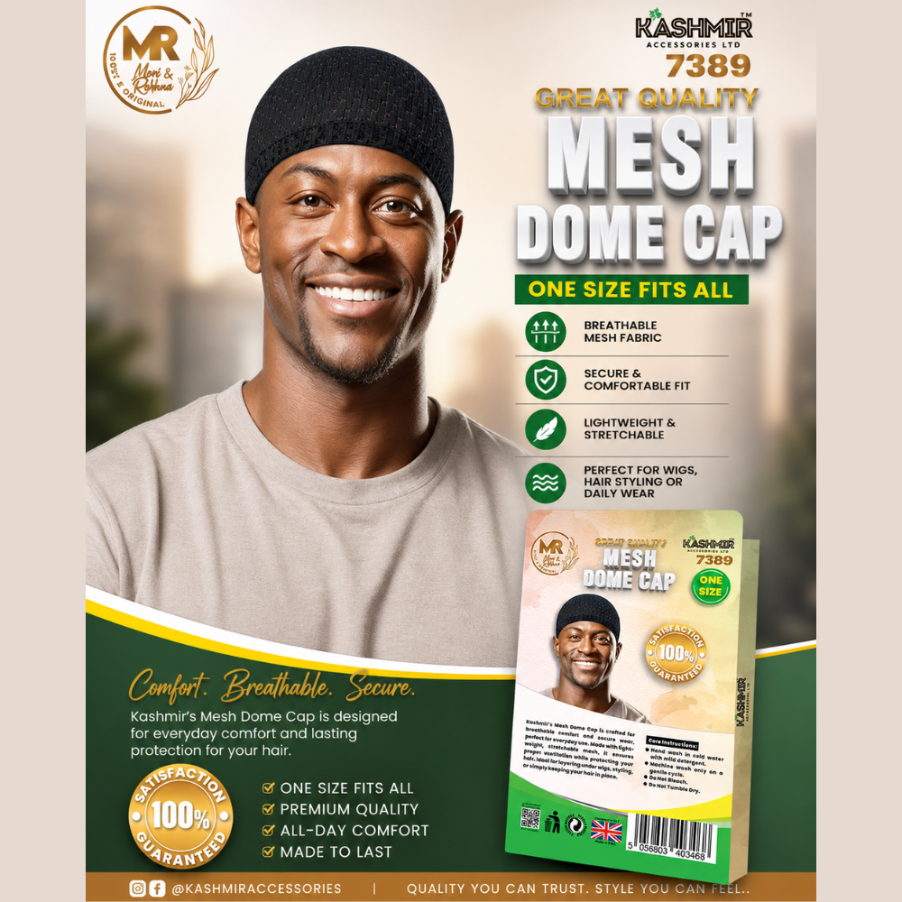Mesh Dome Cap – Breathable Skull Cap for Men & Women | Lightweight Helmet Liner, Sleep Hat & Stretch Beanie for Sports, Workout & Daily Wear - 7389