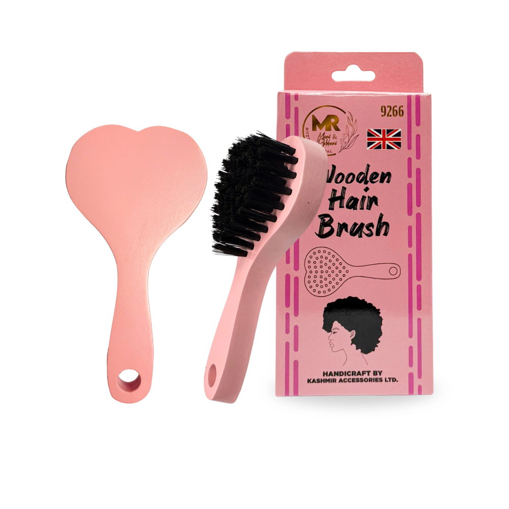 Heart-Shaped Beard & Hair Brush – Wooden Unisex Grooming Brush with Boar Bristles for Men & Women | Beard Care, Hair Styling & Daily Use - 9266
