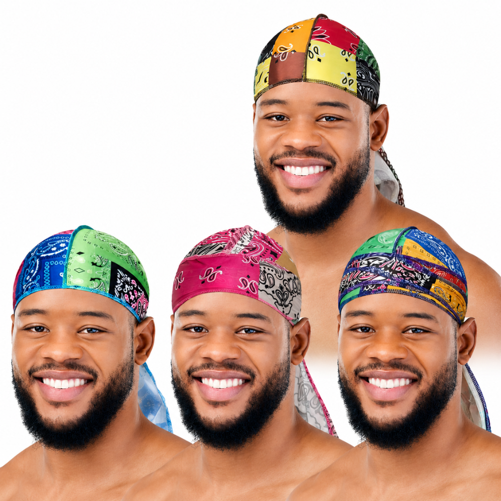 Men’s Classy Spandex Paisley Durag – Stretch Breathable Wave Cap for 360 Waves, Braids & Locs | Lightweight Headwrap for Sleeping & Daily Wear - 7384