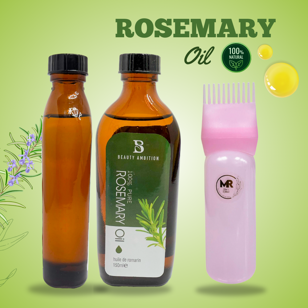 Rosemary Oil For Hair Growth With Hair Precision Oil Applicator Bottle Comb 150ml, 100% Pure, Treats Dry, Damaged Hair & Targets Hair Growth, Hair Care, Natural Oil, with free Gifts, Fast Delivery in UK - R1
